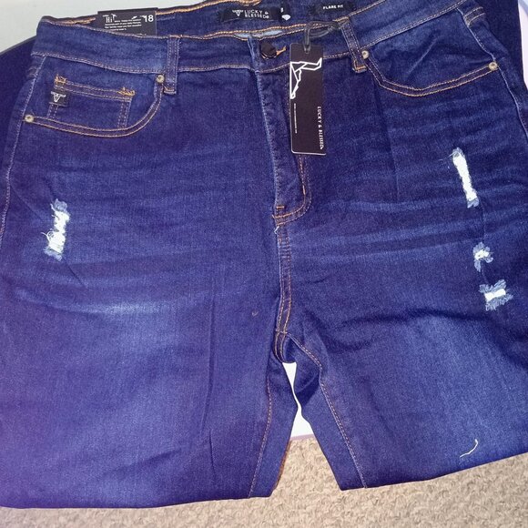 Lucky and Blessed Jeans High Rise Distressed frayed hem Extreme Flare Size 18 je - Picture 2 of 5